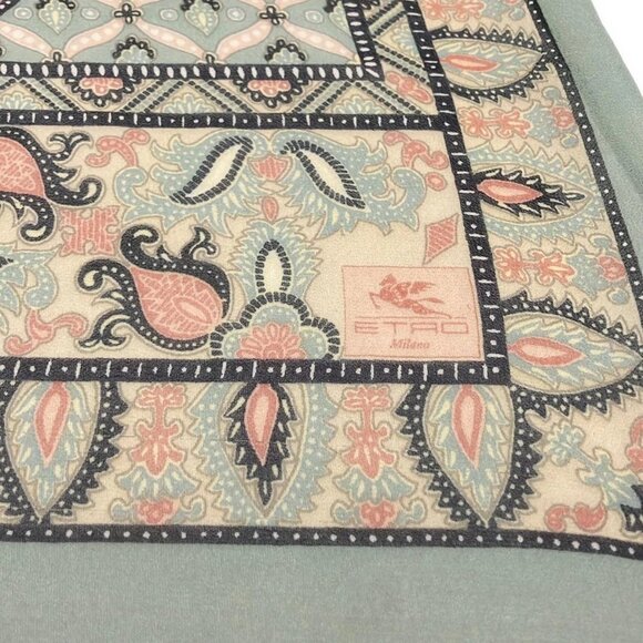 Auth ETRO - Light Green Pink Multi Scarf - Picture 4 of 4